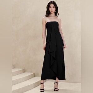 NWT! Banana Republic Black Drape-Front Maxi Dress 💛